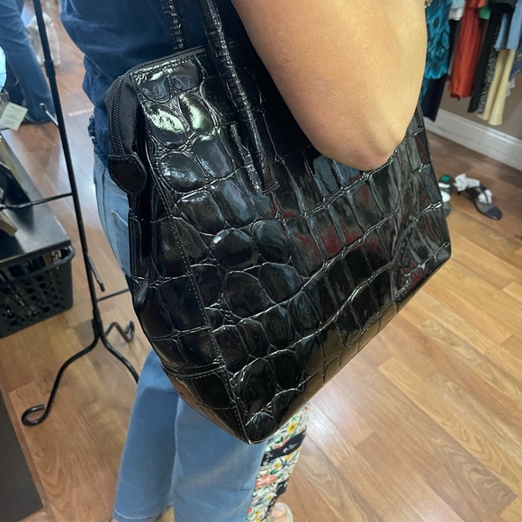 Black tote leather crock ~back to work babes! - Picture 2 of 5